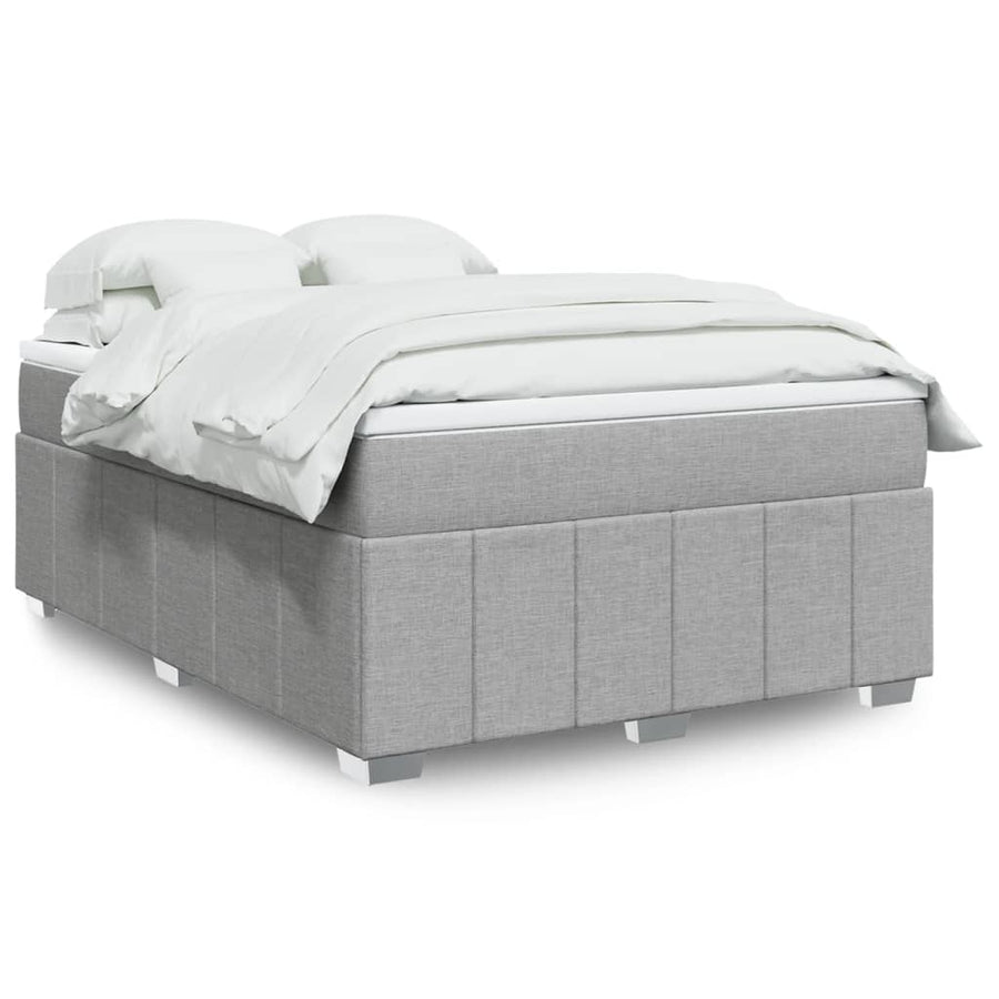 Boxspring met matras stof lichtgrijs 140x200 cm