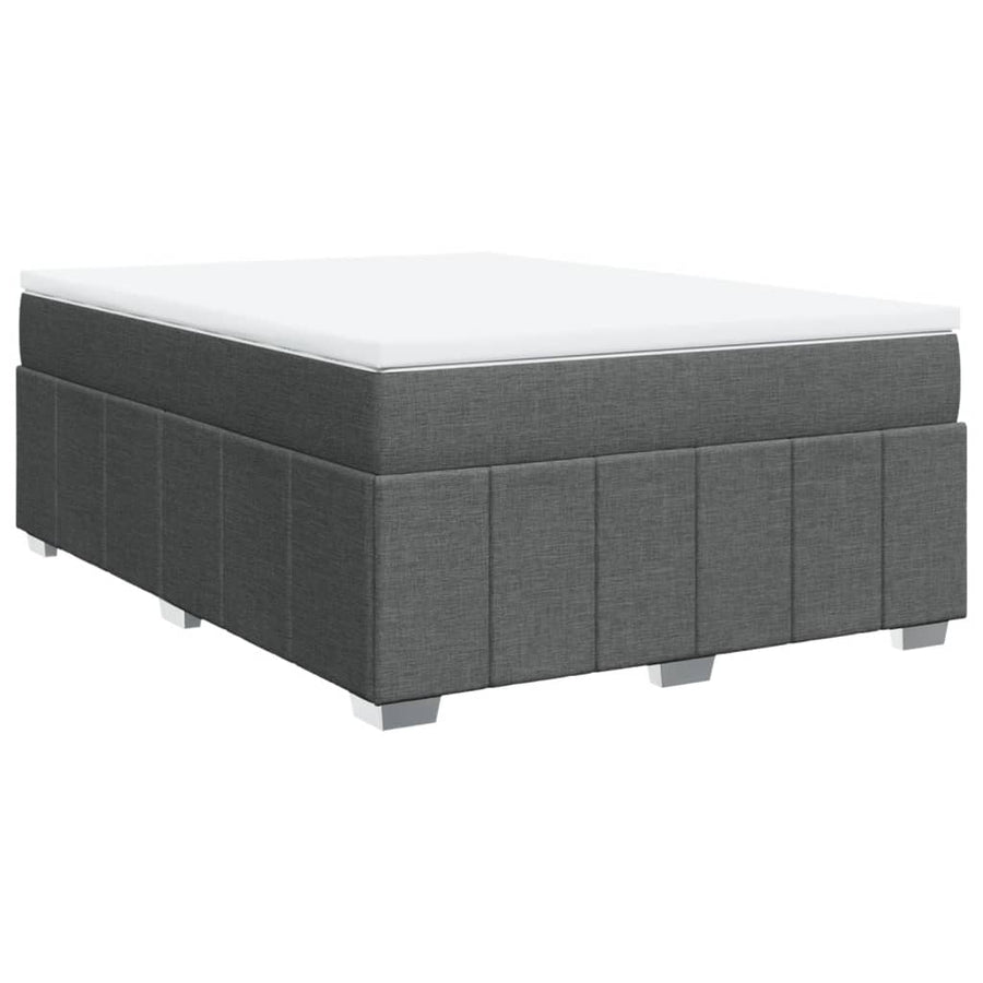 Boxspring met matras stof donkergrijs 140x200 cm