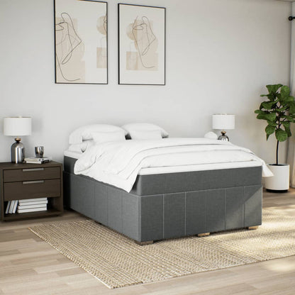 Boxspring met matras stof donkergrijs 140x200 cm