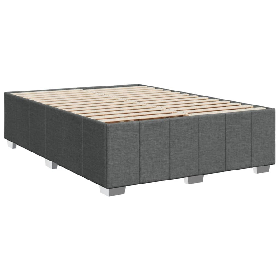 Boxspring met matras stof donkergrijs 140x200 cm