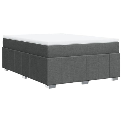 Boxspring met matras stof donkergrijs 140x200 cm