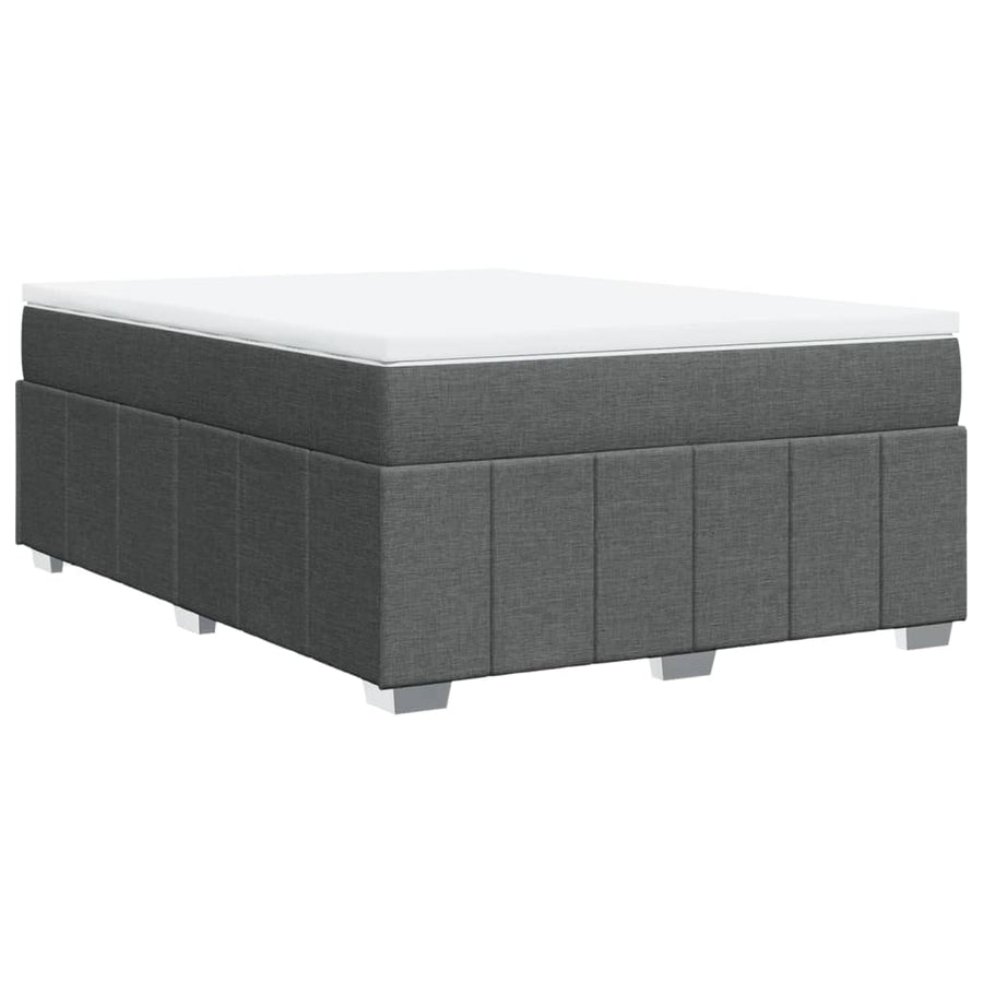 Boxspring met matras stof donkergrijs 140x200 cm