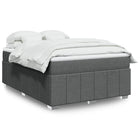 Dark grey fabric box spring with mattress 140x200 cm