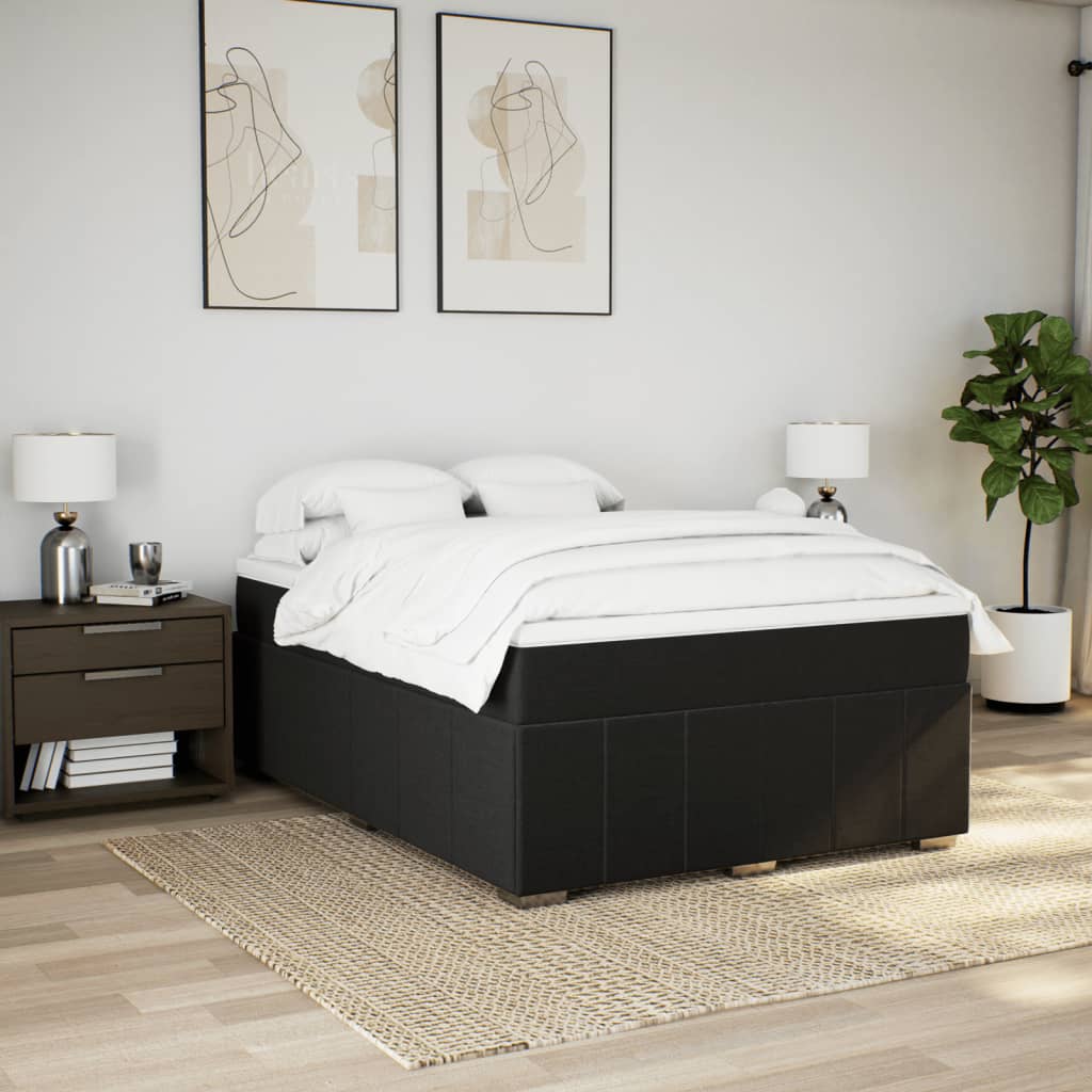 Boxspring met matras stof zwart 140x200 cm