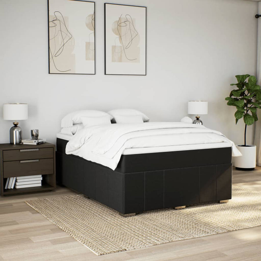 Boxspring met matras stof zwart 140x200 cm