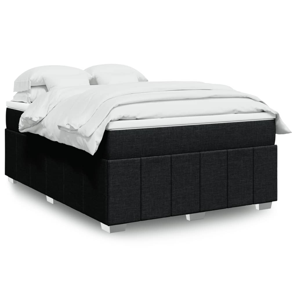 Boxspring met matras stof zwart 140x200 cm