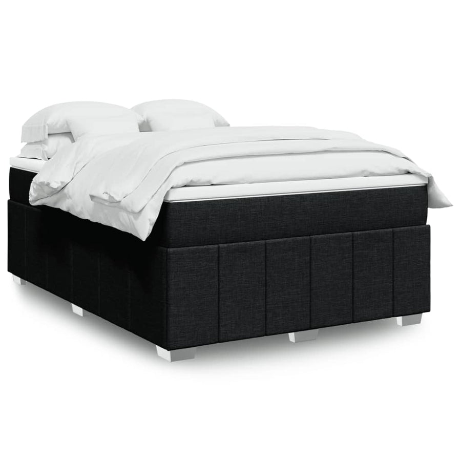 Boxspring met matras stof zwart 140x200 cm