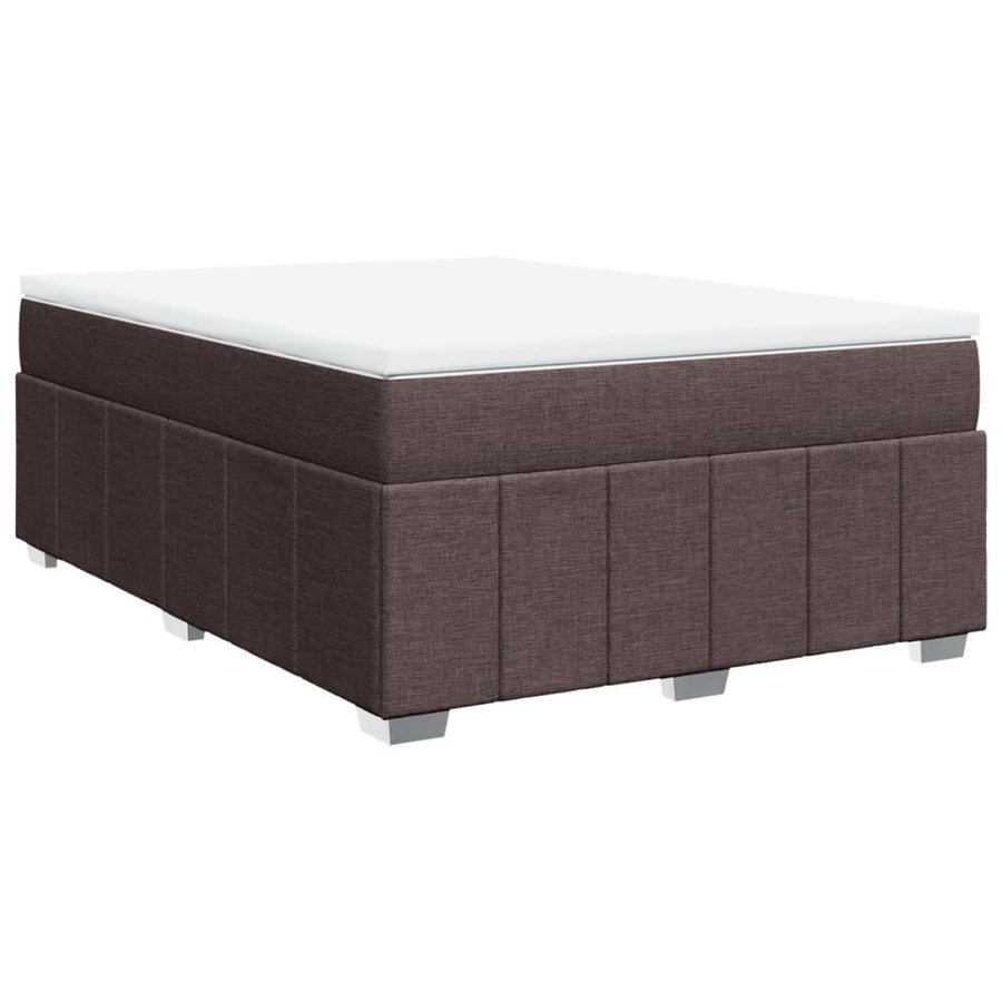Boxspring met matras stof donkerbruin 140x200 cm