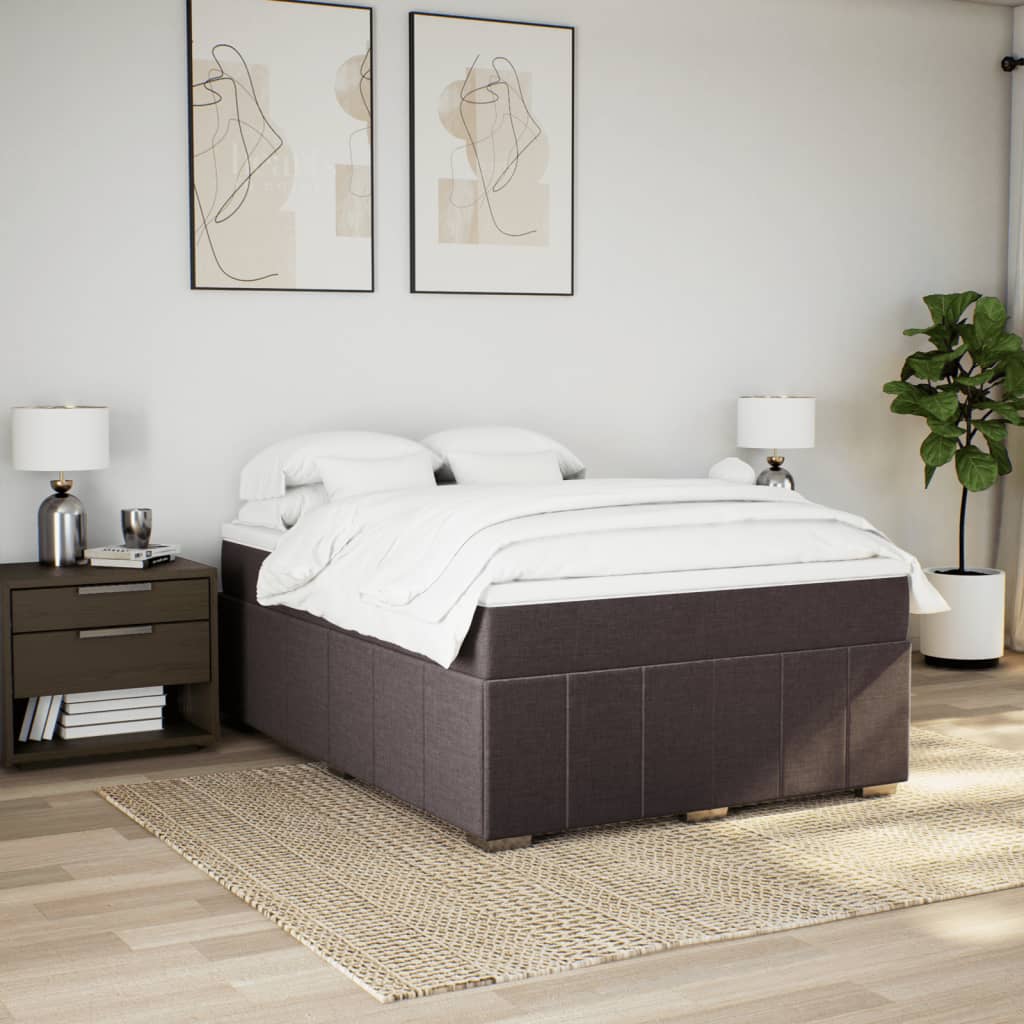 Boxspring met matras stof donkerbruin 140x200 cm