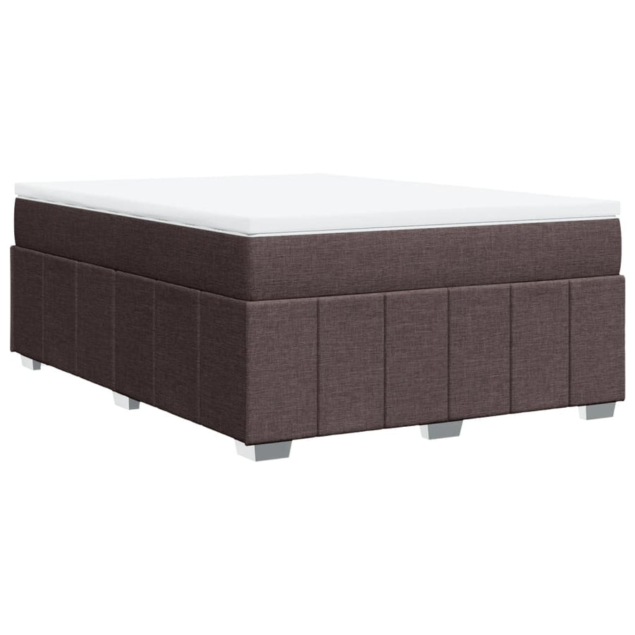 Boxspring met matras stof donkerbruin 140x200 cm