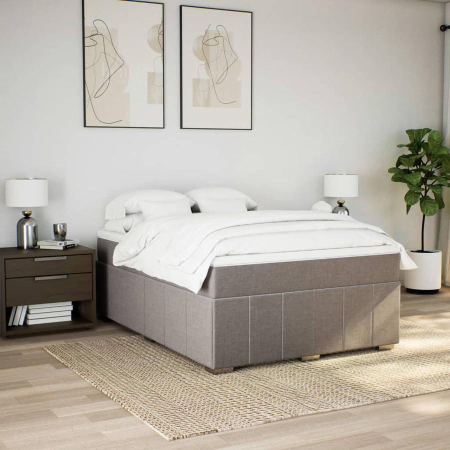 Boxspring met matras stof taupe 140x200 cm