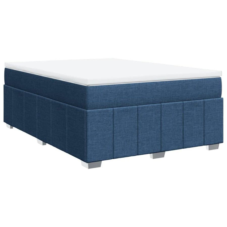 Boxspring met matras stof blauw 140x200 cm