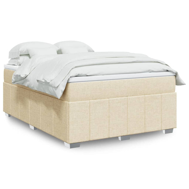 Boxspring met matras stof crèmekleurig 160x200 cm