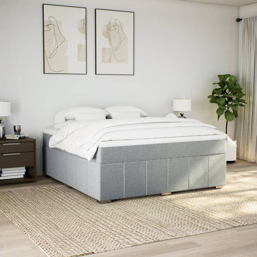 Boxspring met matras stof lichtgrijs 180x200 cm
