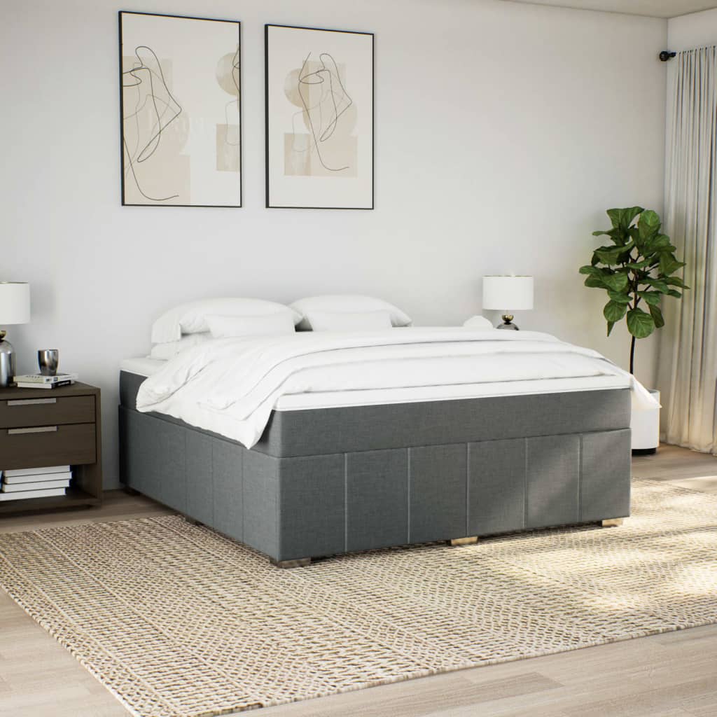 Boxspring met matras stof donkergrijs 180x200 cm