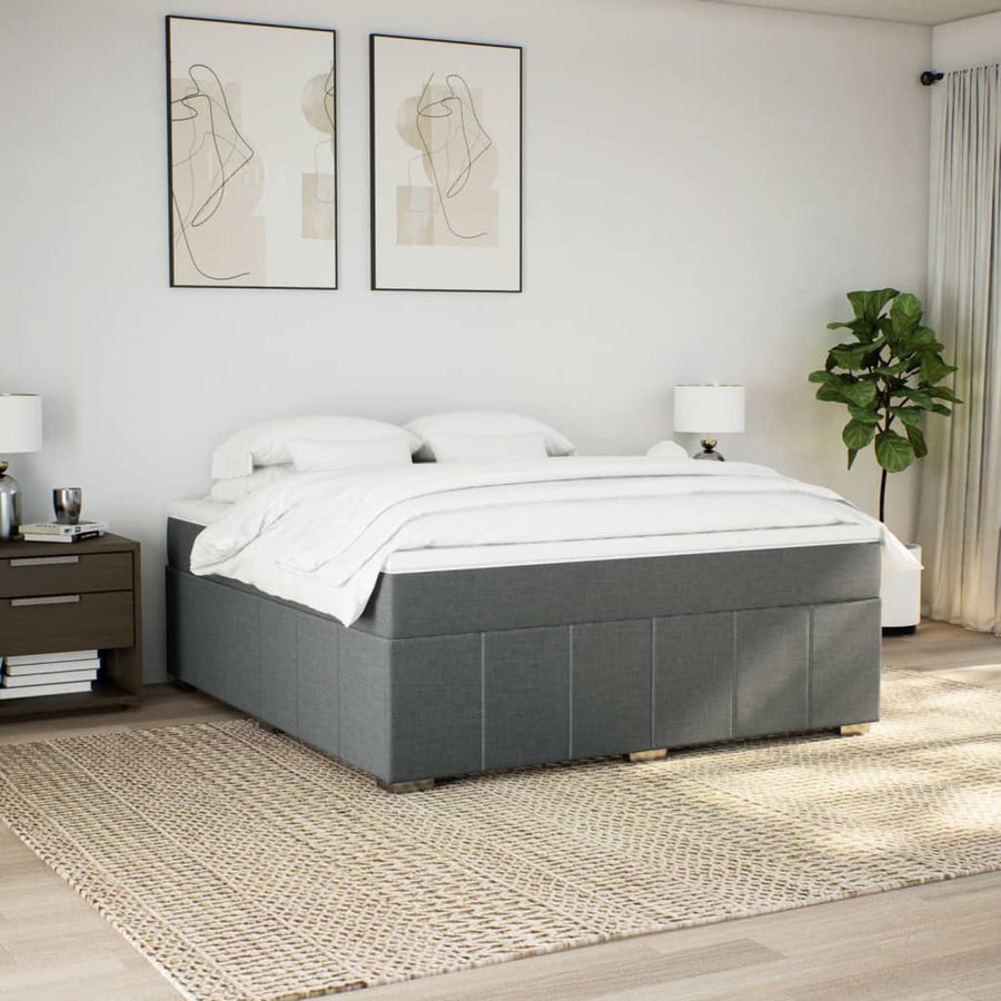 Boxspring met matras stof donkergrijs 180x200 cm