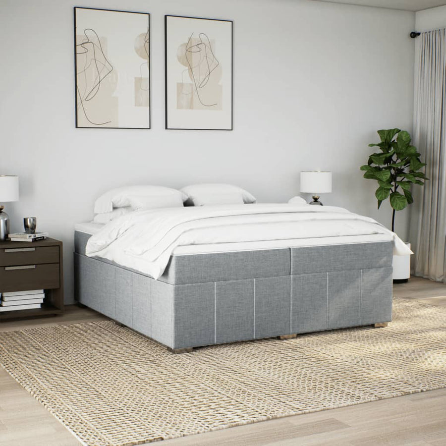 Boxspring met matras stof lichtgrijs 200x200 cm
