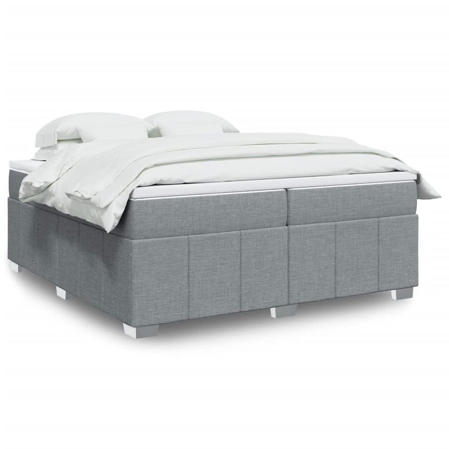 Boxspring met matras stof lichtgrijs 200x200 cm