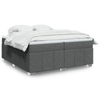 Box spring with dark gray fabric mattress 200x200 cm