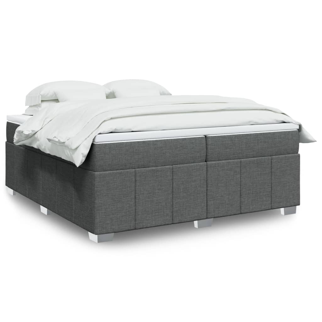 Boxspring met matras stof donkergrijs 200x200 cm