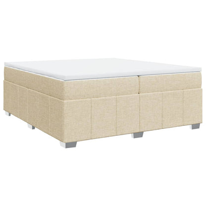 Boxspring met matras stof crèmekleurig 200x200 cm