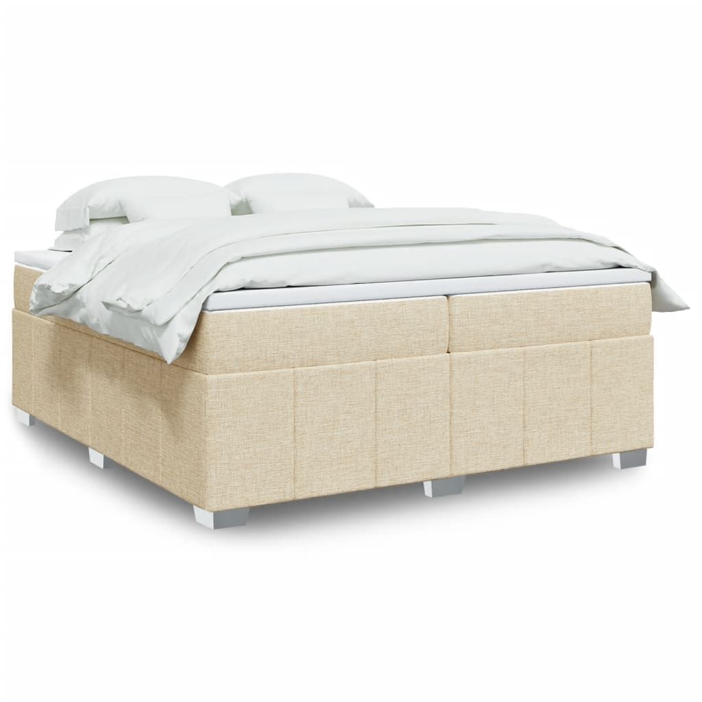 Boxspring met matras stof crèmekleurig 200x200 cm