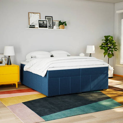 Boxspring met matras stof blauw 200x200 cm
