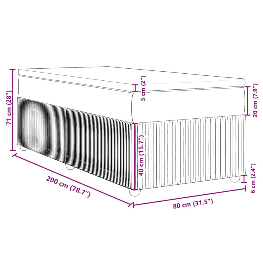 Boxspring met matras stof donkerbruin 80x200 cm