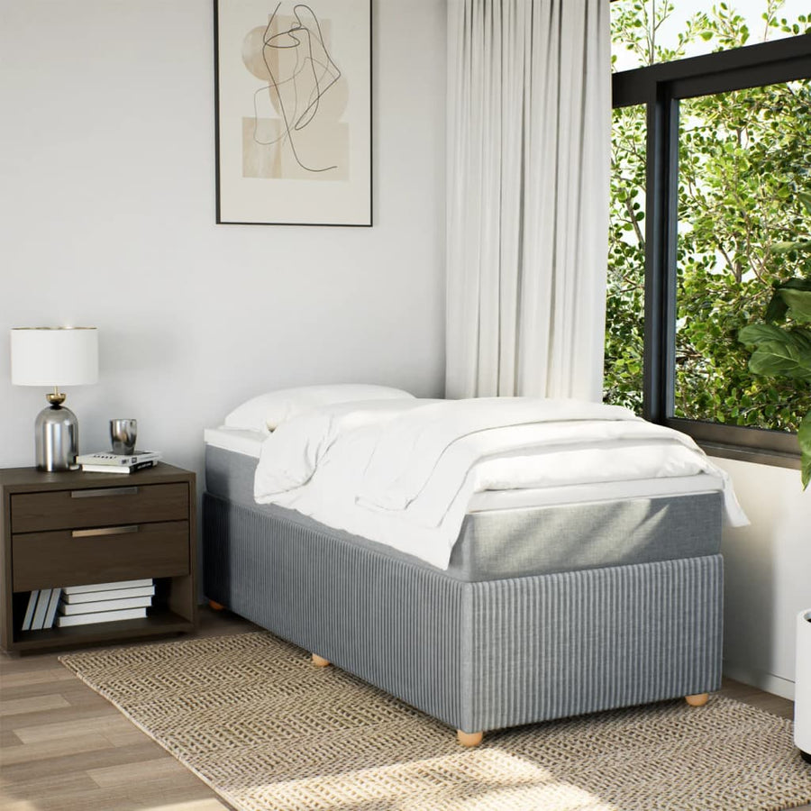 Boxspring met matras stof lichtgrijs 90x190 cm
