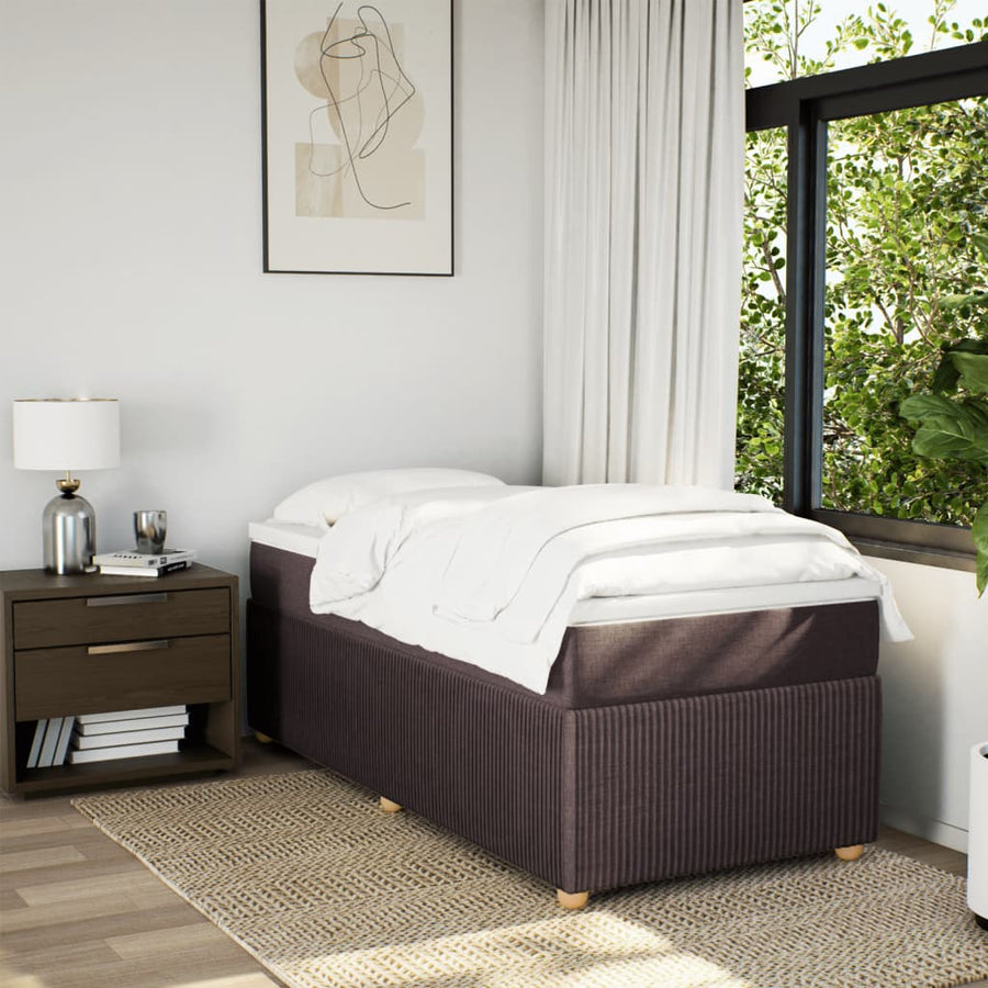 Boxspring met matras stof donkerbruin 90x190 cm