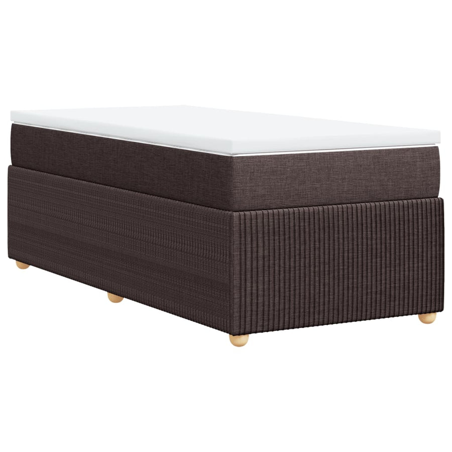 Boxspring met matras stof donkerbruin 90x190 cm