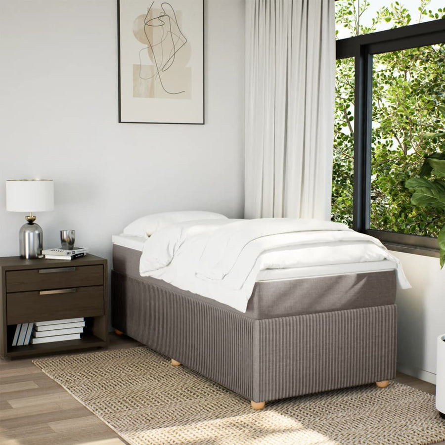 Boxspring met matras stof taupe 90x190 cm