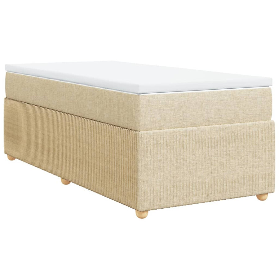 Boxspring met matras stof crèmekleurig 90x190 cm