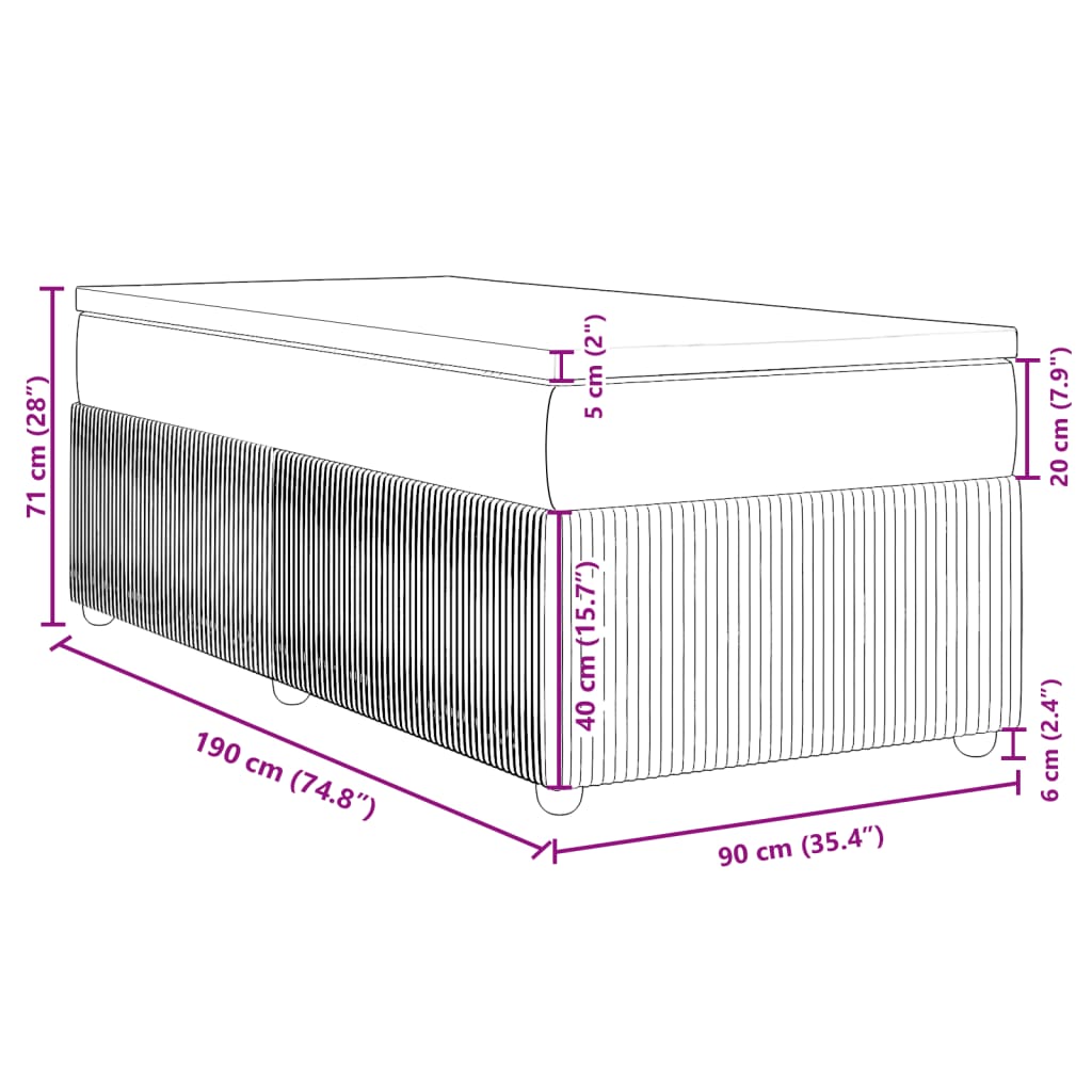 Boxspring met matras stof blauw 90x190 cm