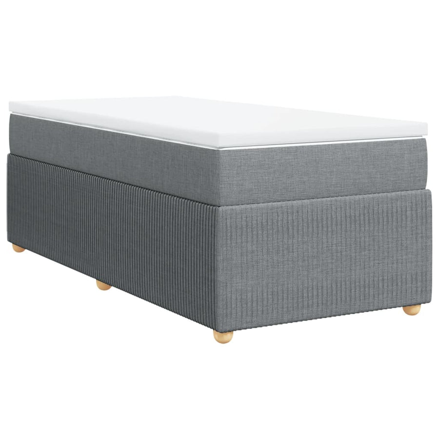 Boxspring met matras stof lichtgrijs 90x200 cm