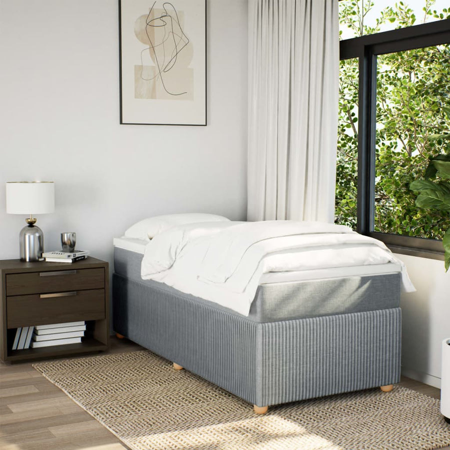 Boxspring met matras stof lichtgrijs 90x200 cm