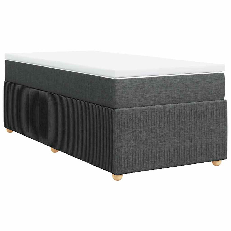 Boxspring met matras stof donkergrijs 90x200 cm