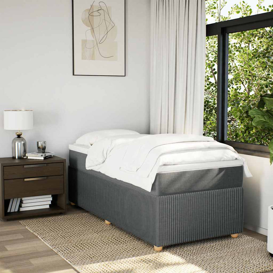 Boxspring met matras stof donkergrijs 90x200 cm