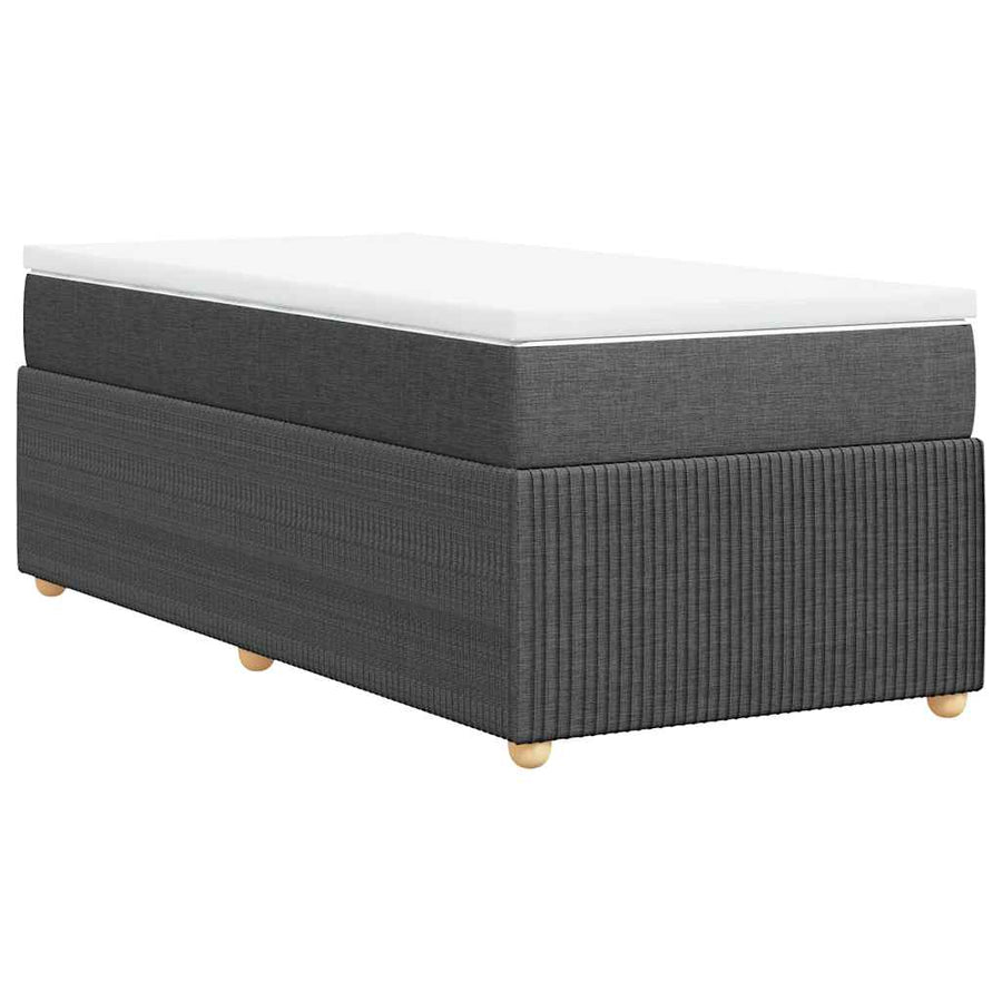 Boxspring met matras stof donkergrijs 90x200 cm