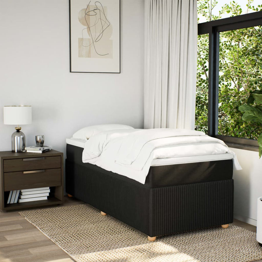 Boxspring met matras stof zwart 90x200 cm