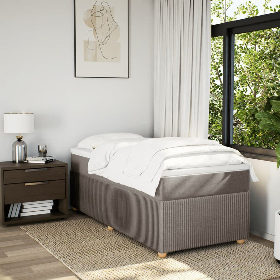 Boxspring met matras stof taupe 90x200 cm