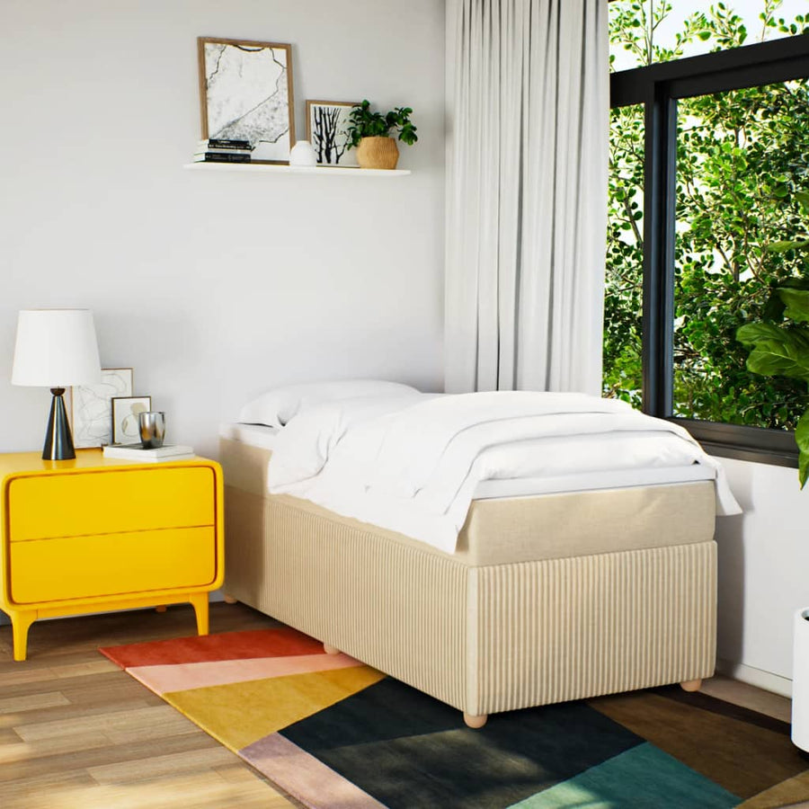 Boxspring met matras stof crèmekleurig 90x200 cm