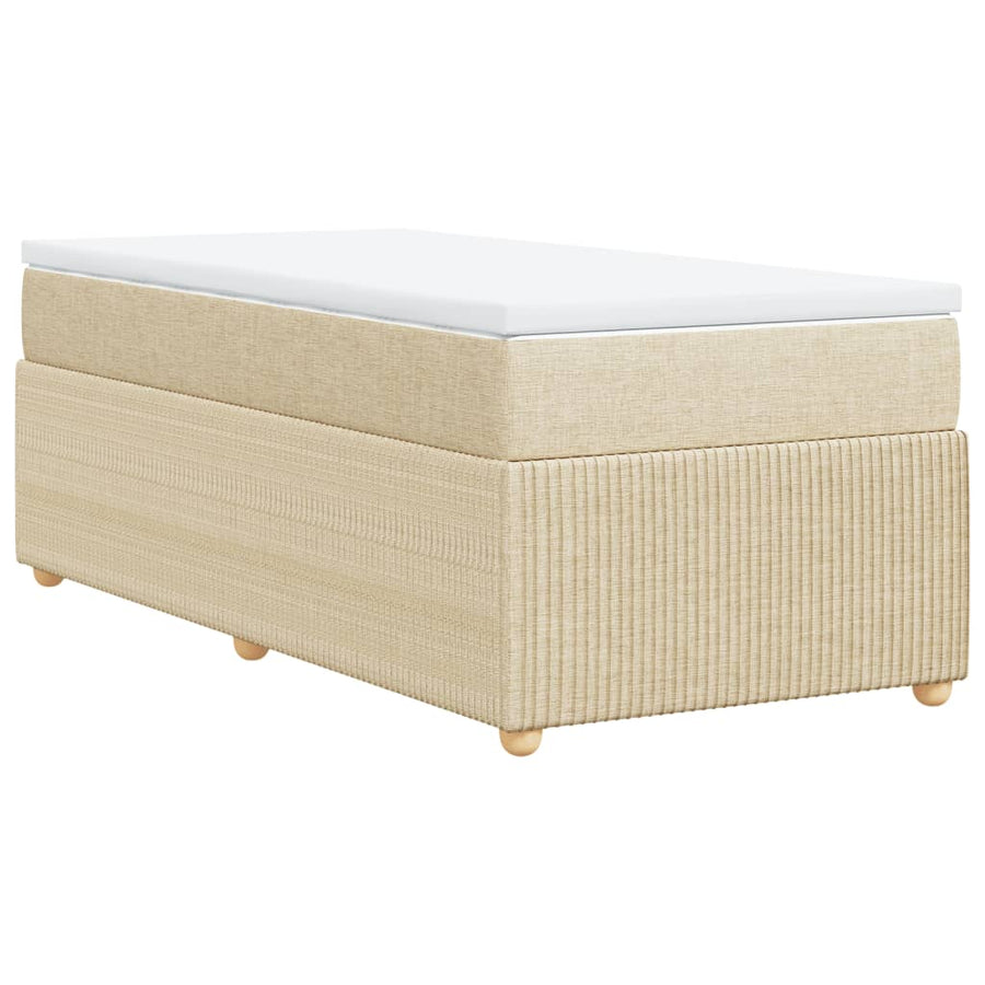 Boxspring met matras stof crèmekleurig 90x200 cm