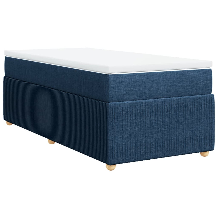Boxspring met matras stof blauw 90x200 cm