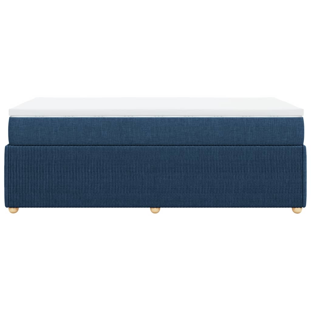 Boxspring met matras stof blauw 90x200 cm