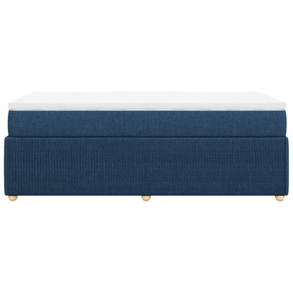 Boxspring met matras stof blauw 90x200 cm