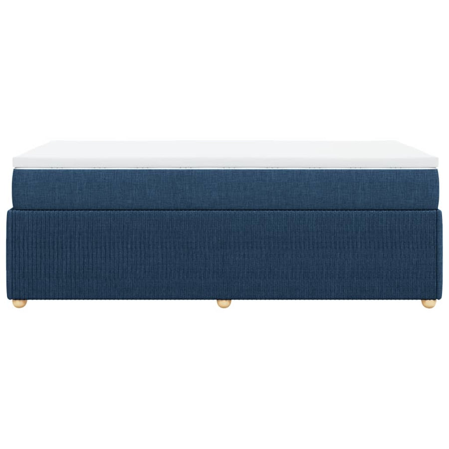 Boxspring met matras stof blauw 90x200 cm