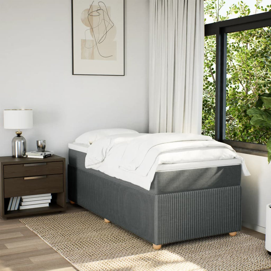 Boxspring met matras stof donkergrijs 100x200 cm