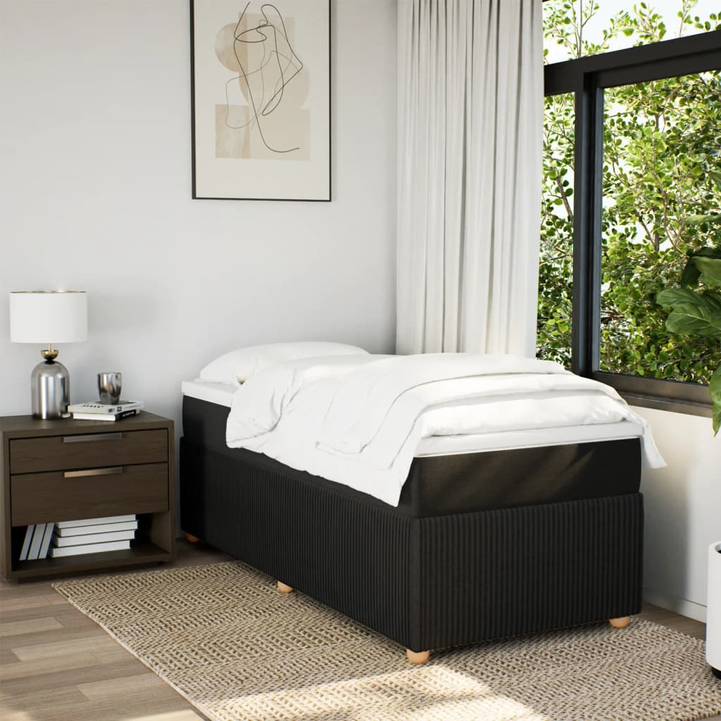 Boxspring met matras stof zwart 100x200 cm
