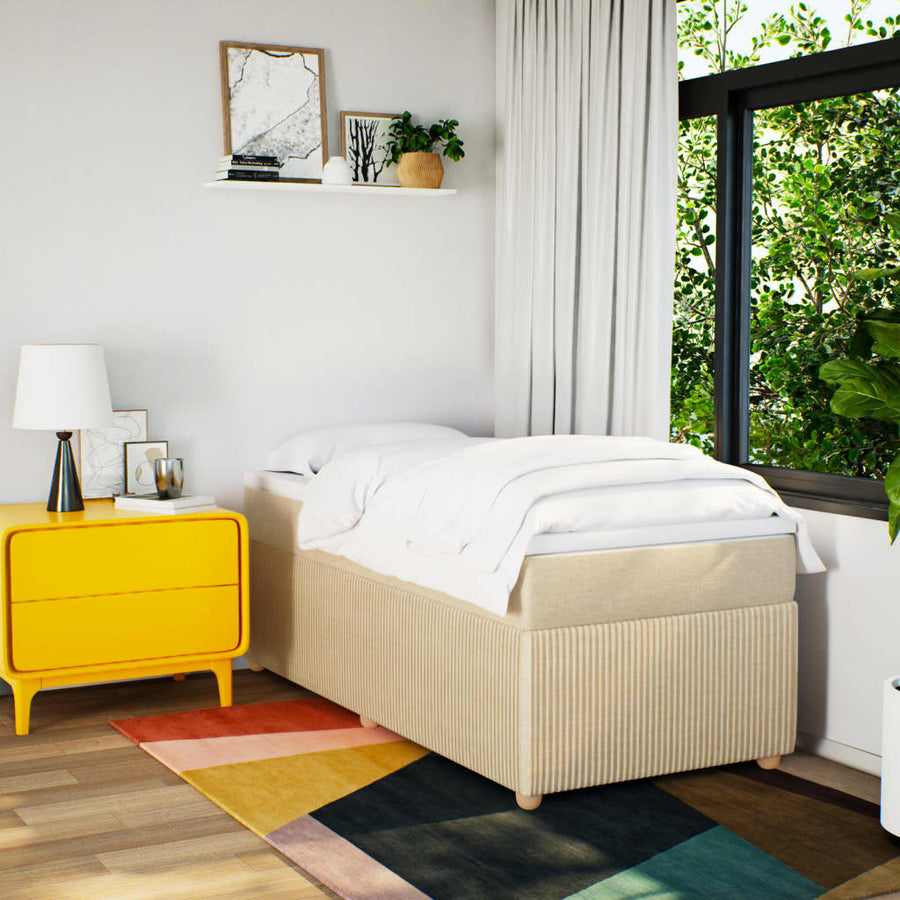 Boxspring met matras stof crèmekleurig 100x200 cm